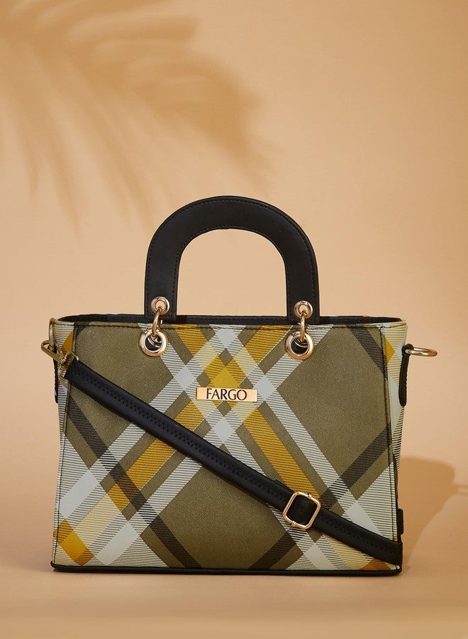 Fargo Women Textured Structured Handheld Bag (Brown) (Beige-2) - Image 3